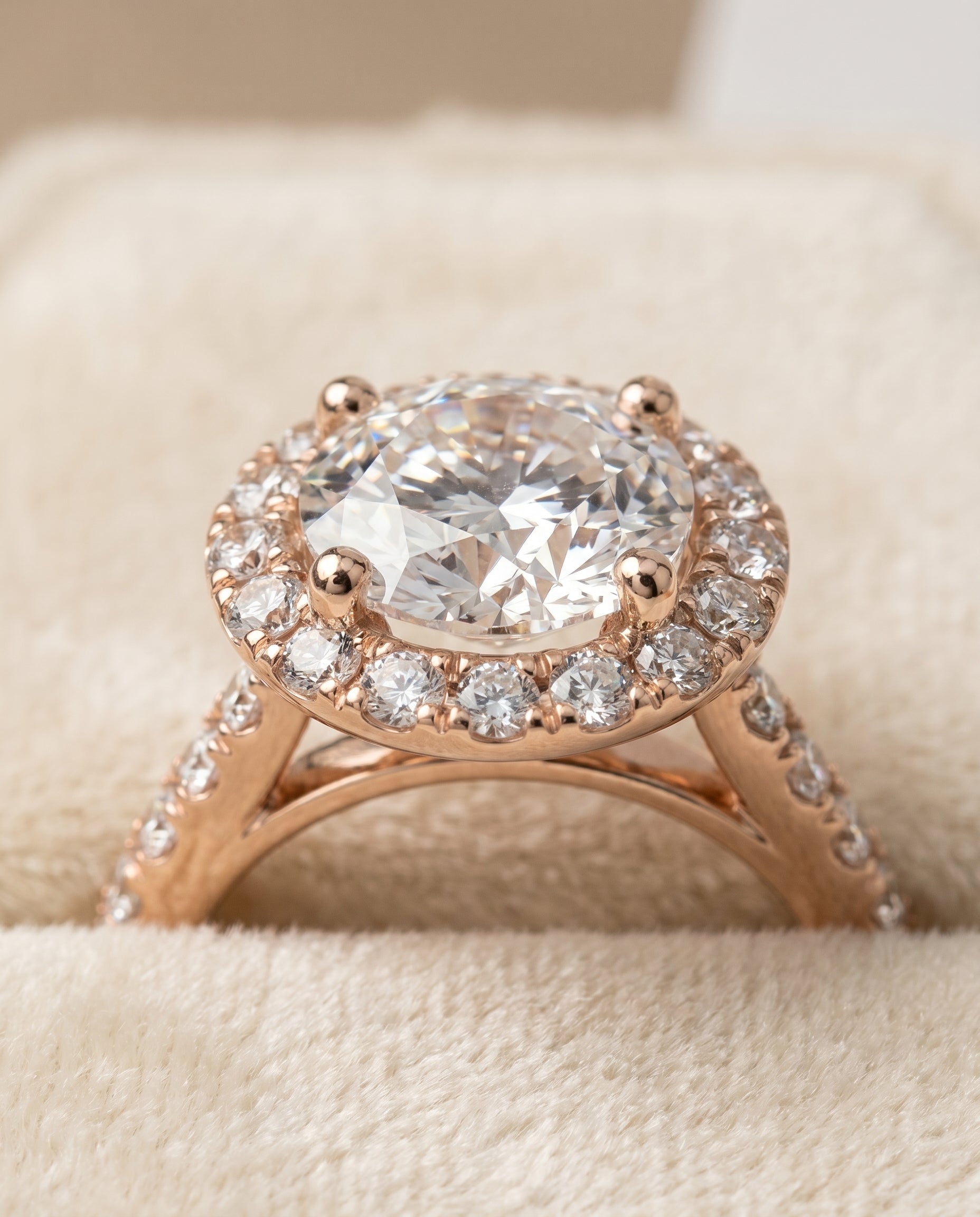 14K Rose Gold band of The Dylan round engagement ring setting | RockHer
