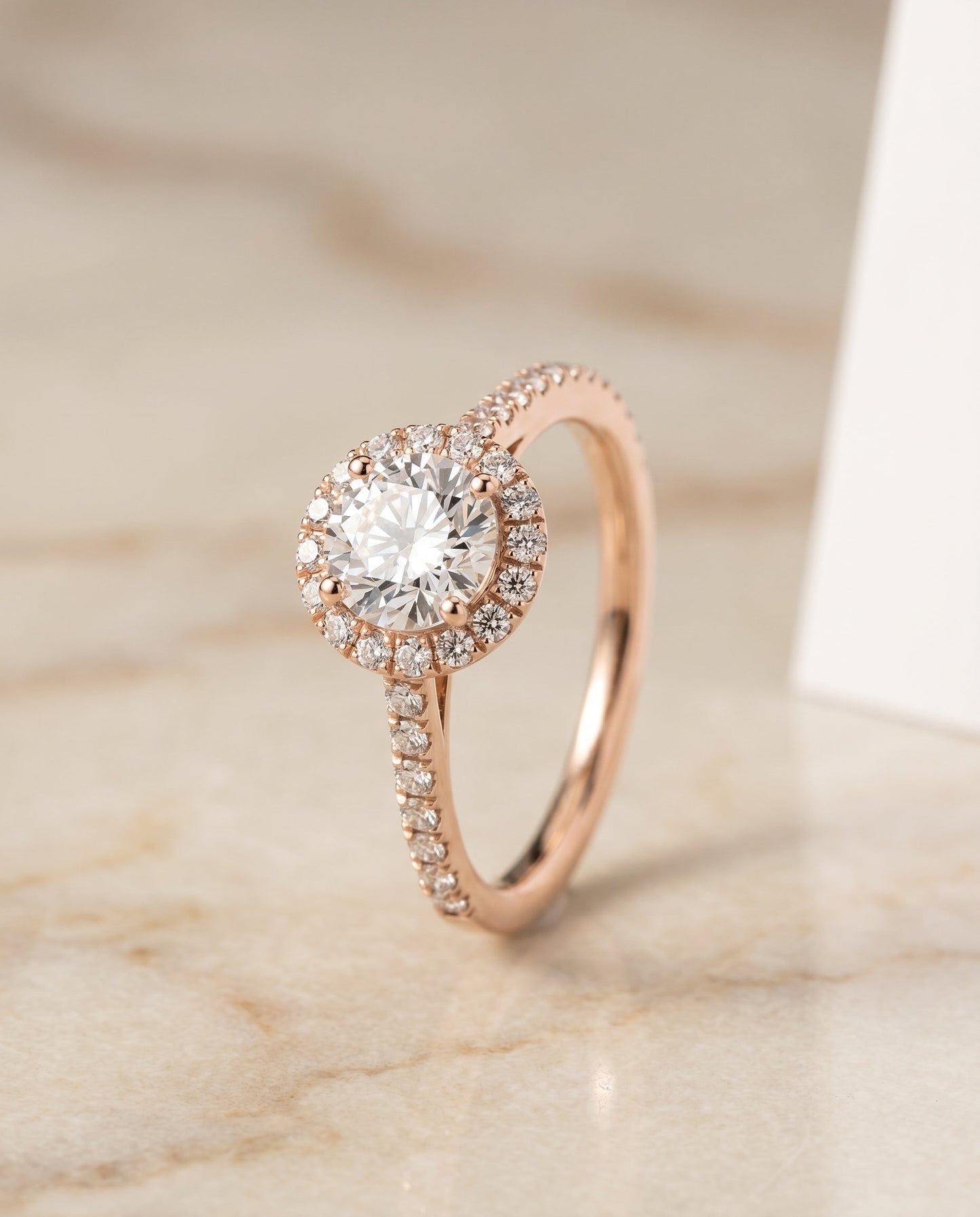 The Dylan Select Halo Engagement Ring with Lab Diamond in 14K Rose Gold - view 2