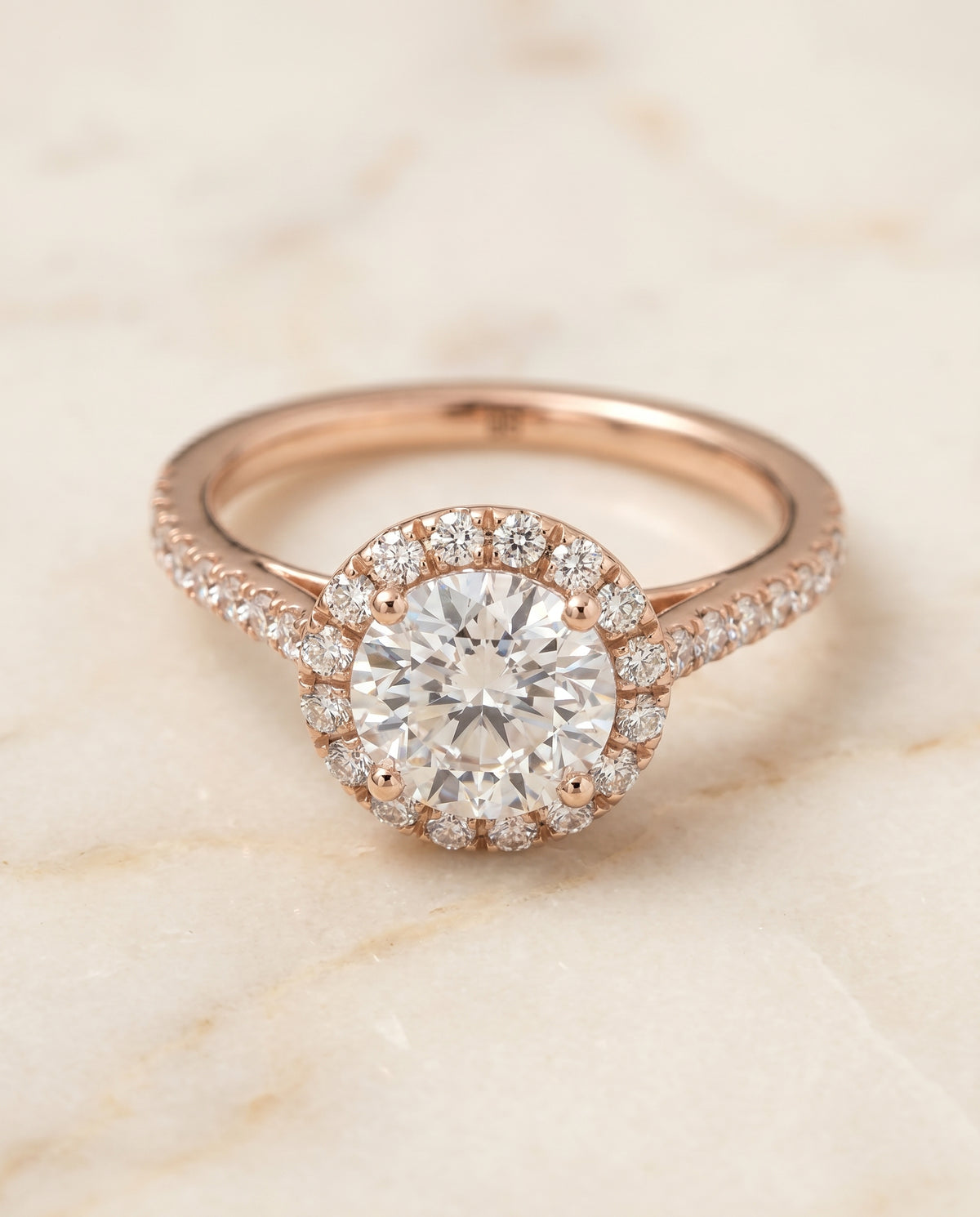 The Dylan round engagement ring setting in 14K Rose Gold | RockHer