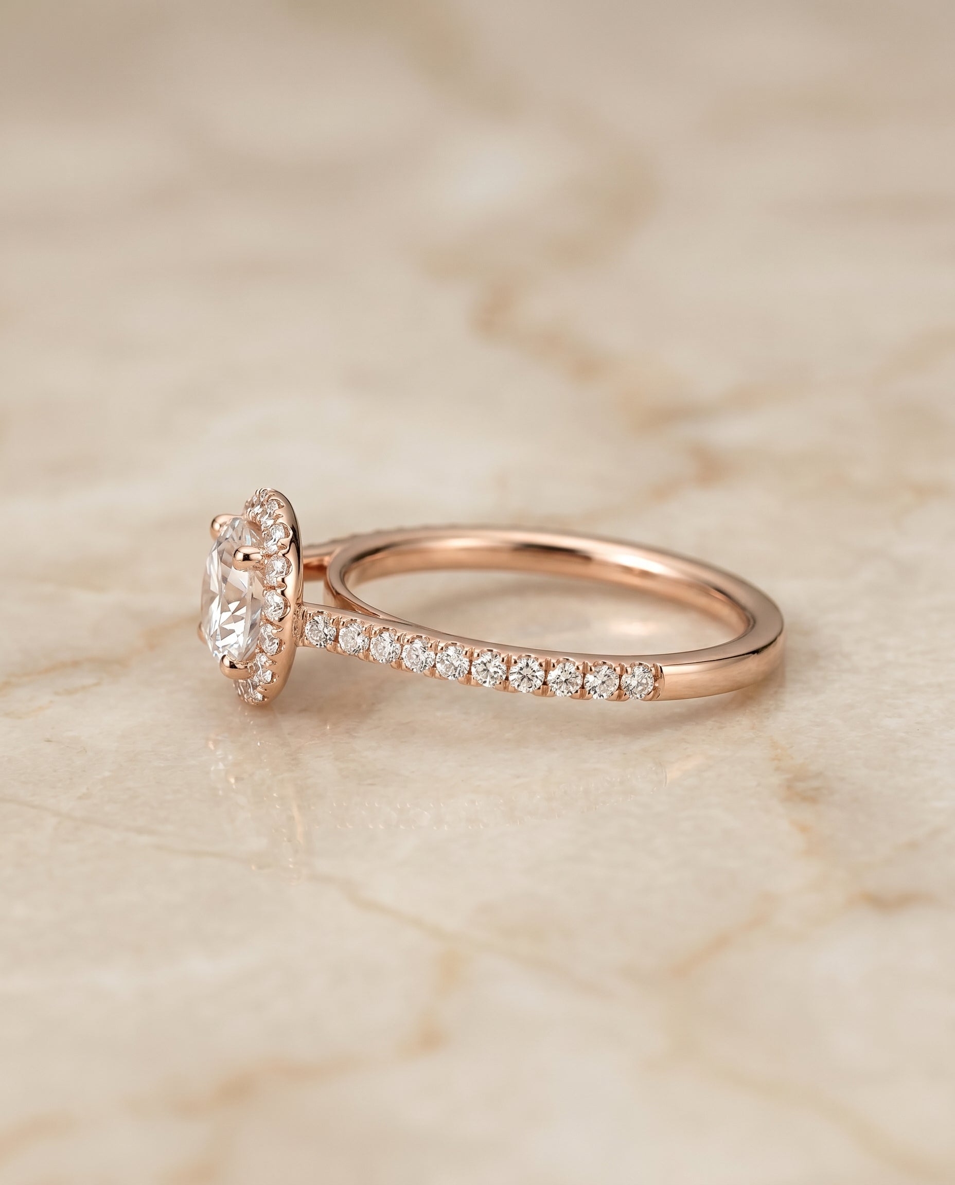 The Dylan setting for round diamonds, made to order in 14K Rose Gold | RockHer