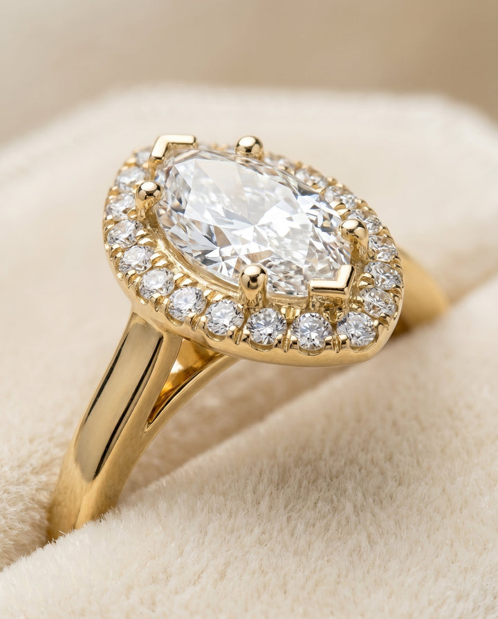 Dylan Select Petite French Pave Halo Marquise in 14K Yellow Gold – view 4