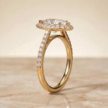 The Dylan Petite French Pavé Halo Marquise Engagement Ring Setting in 18K Yellow Gold