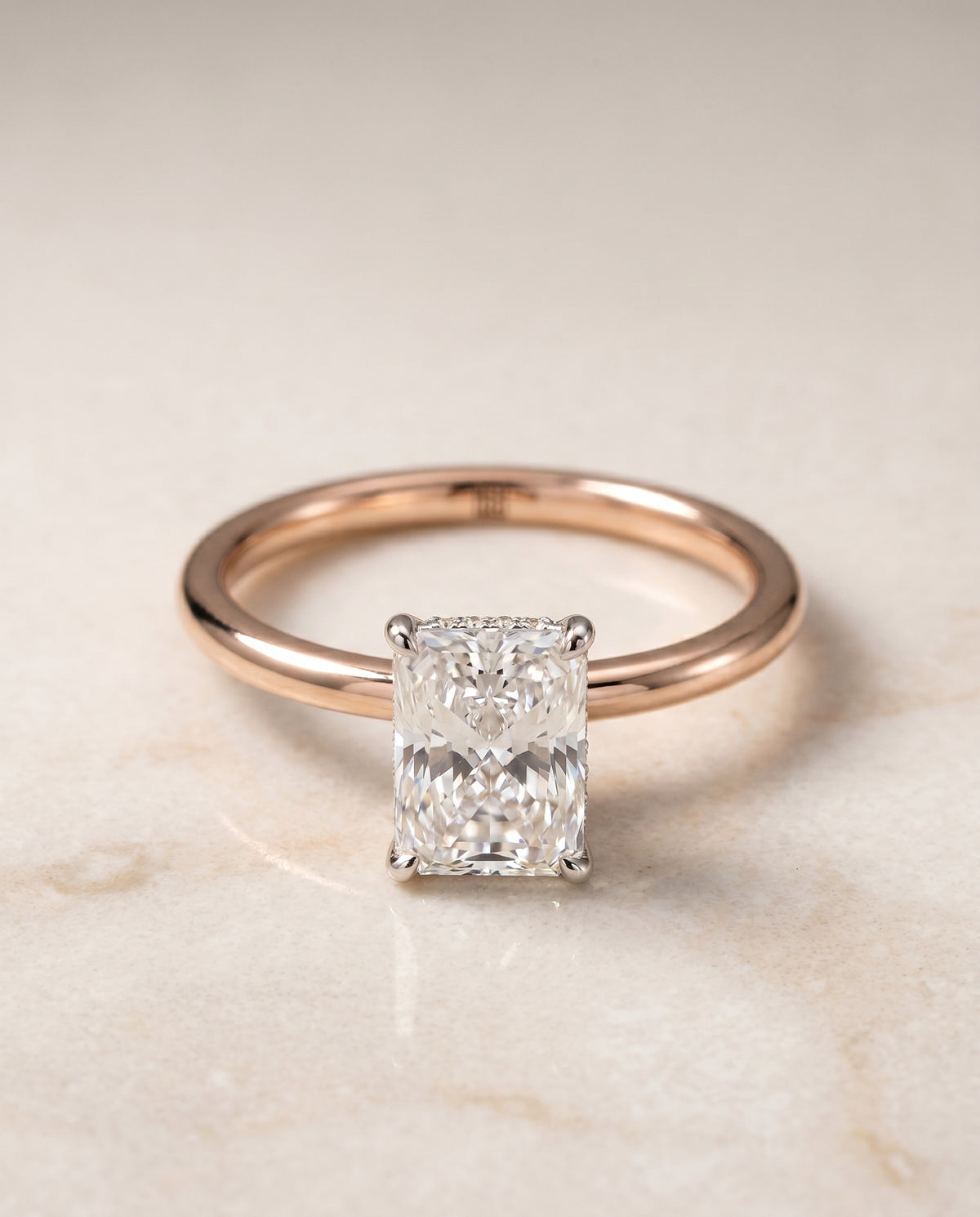 The Eartha radiant engagement ring setting in 14K Rose Gold | RockHer