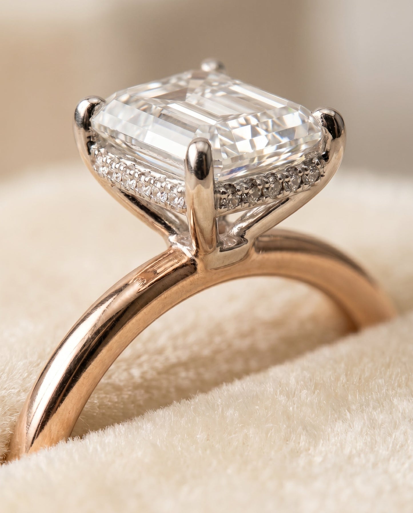 The Eartha Select Hidden Halo Engagement Ring with Lab Diamond in 14K Rose Gold - view 4