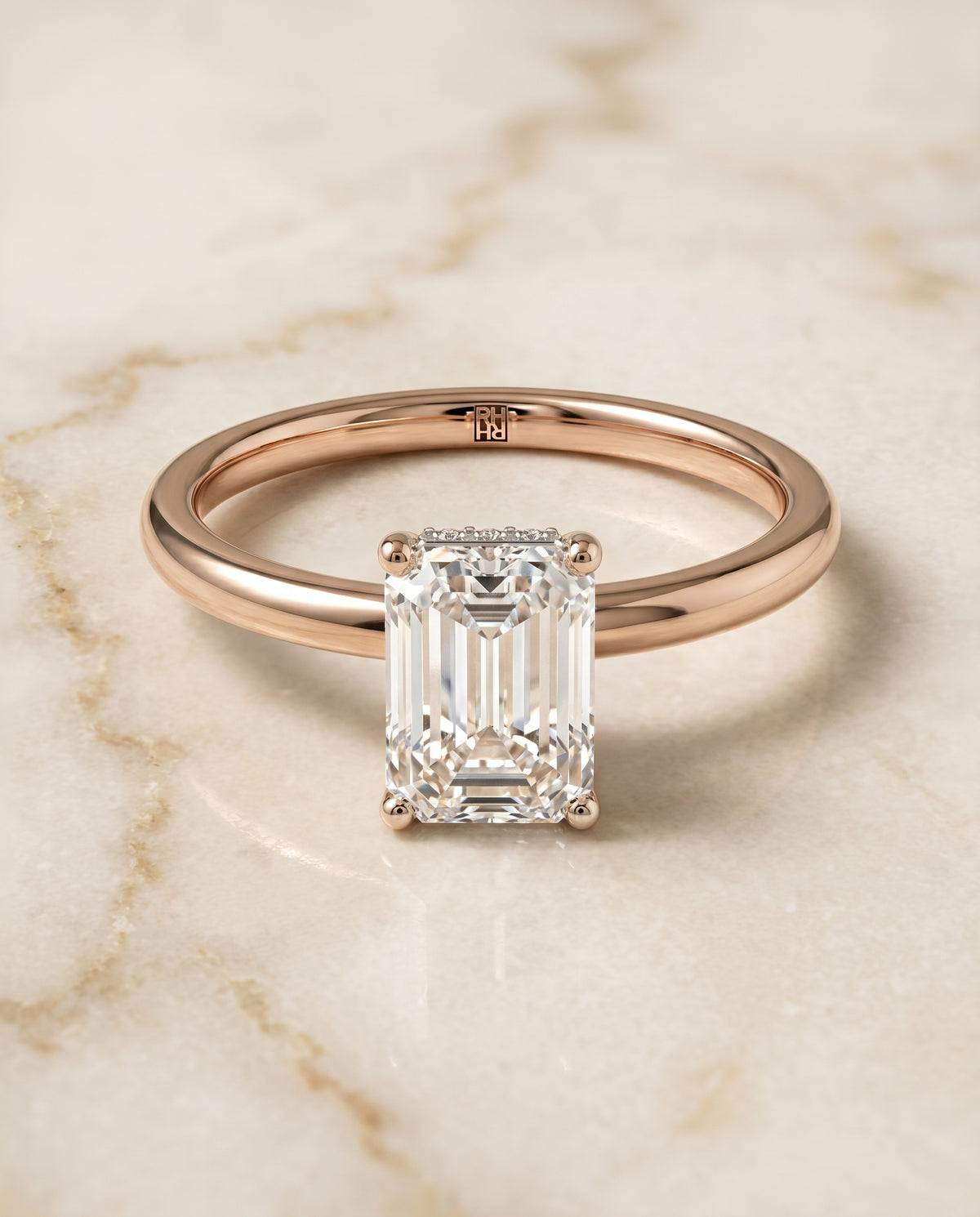 The Eartha emerald engagement ring setting in 14K Rose Gold | RockHer