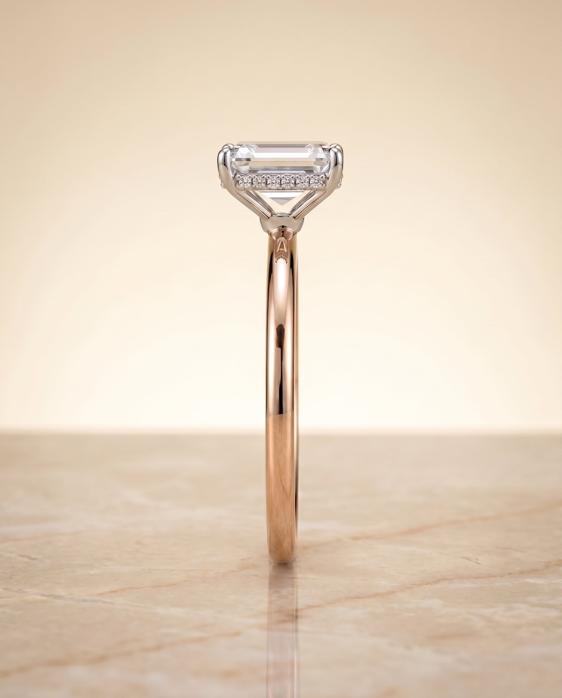 The Eartha setting for emerald diamonds, made to order in 14K Rose Gold | RockHer