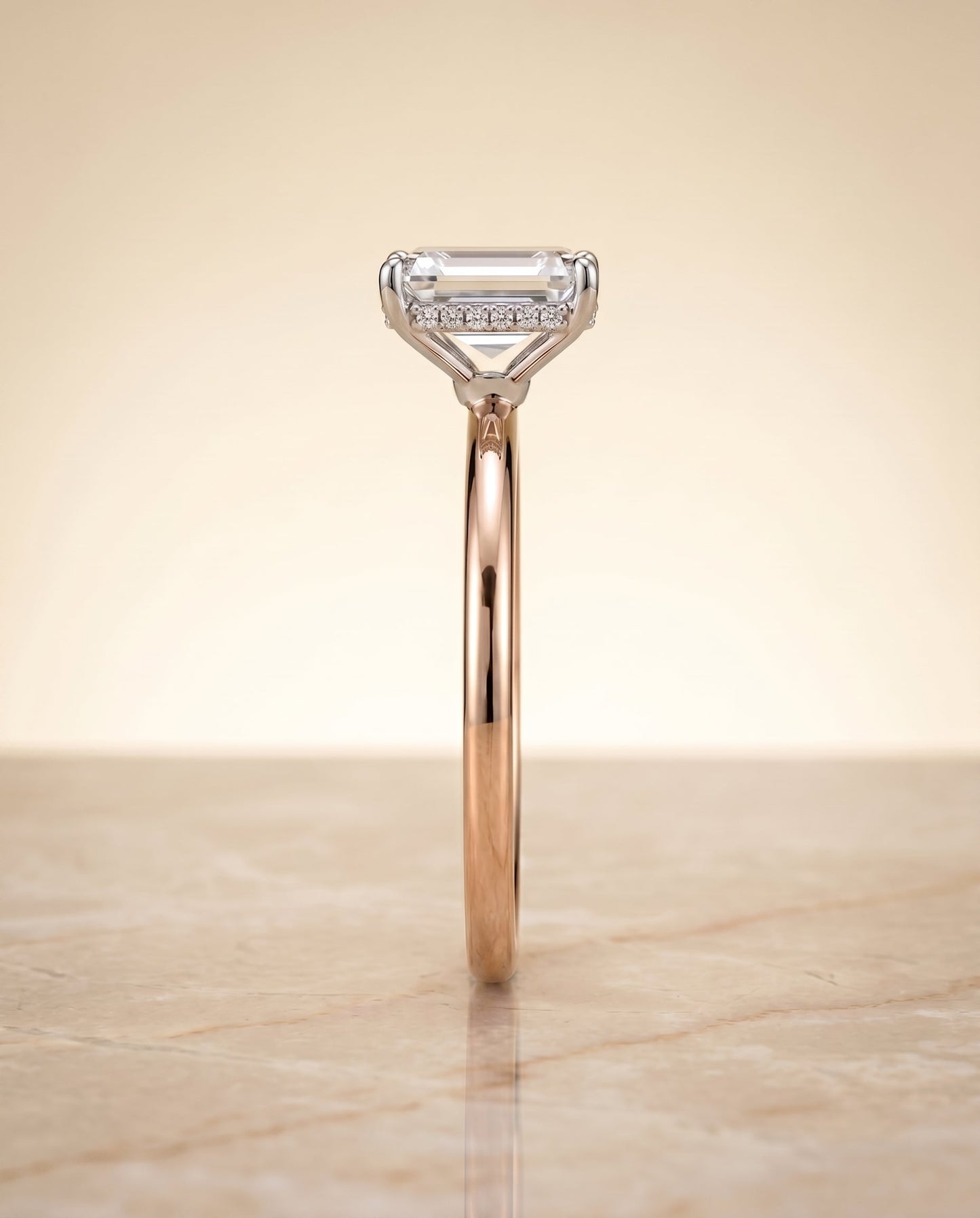 The Eartha Select Hidden Halo Engagement Ring with Lab Diamond in 14K Rose Gold - view 5