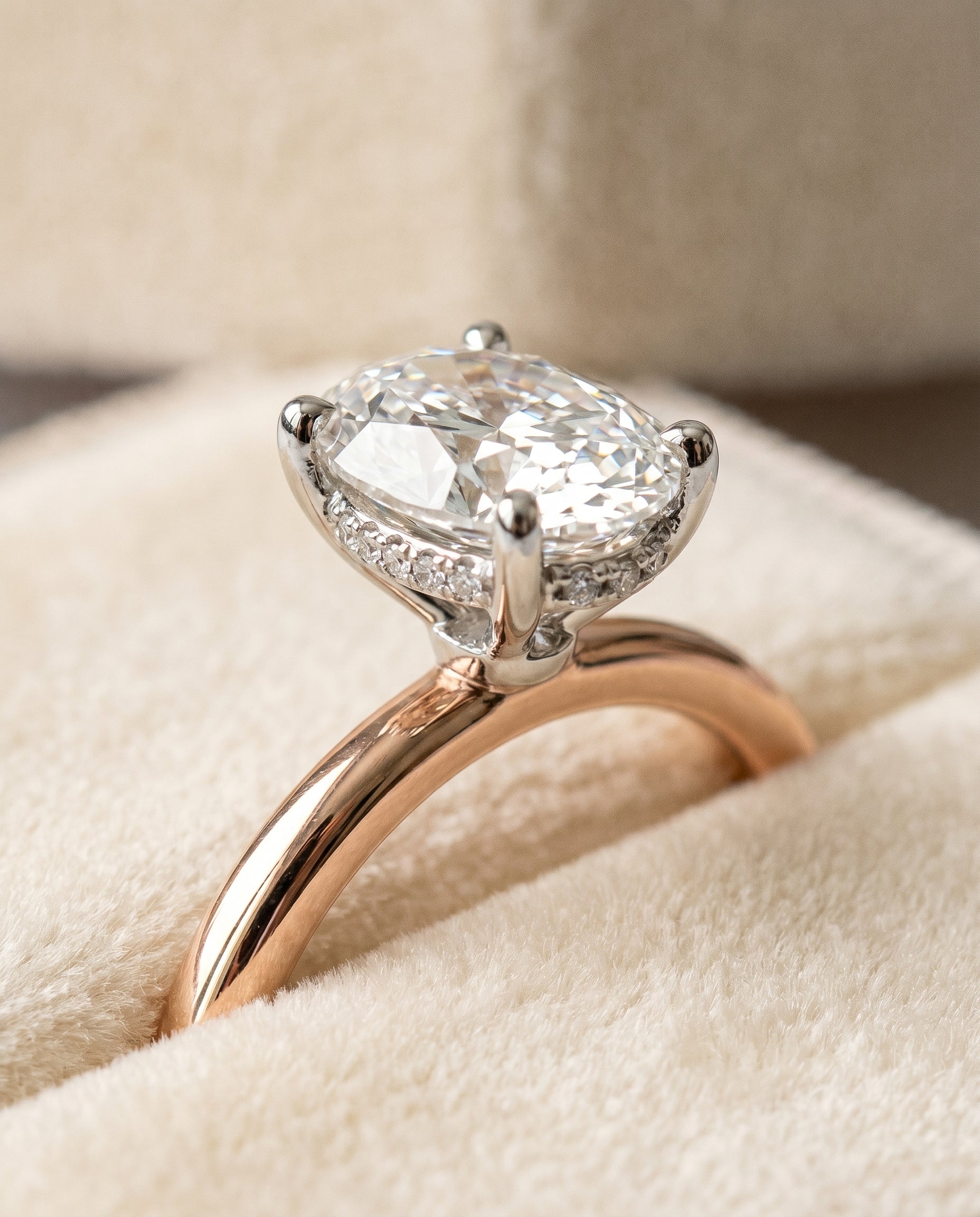 14K Rose Gold band of The Eartha oval engagement ring setting | RockHer