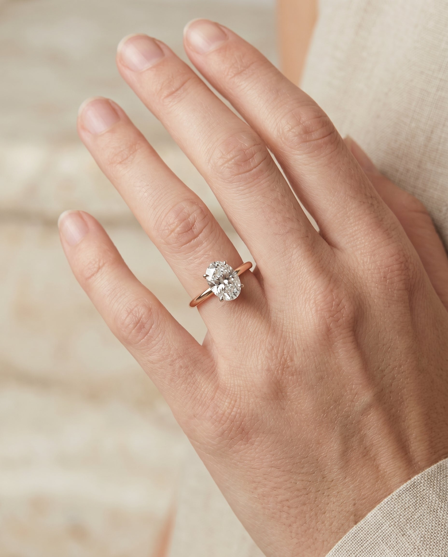 The Eartha engagement ring setting in 14K Rose Gold, upper hidden halo solitaire design | RockHer