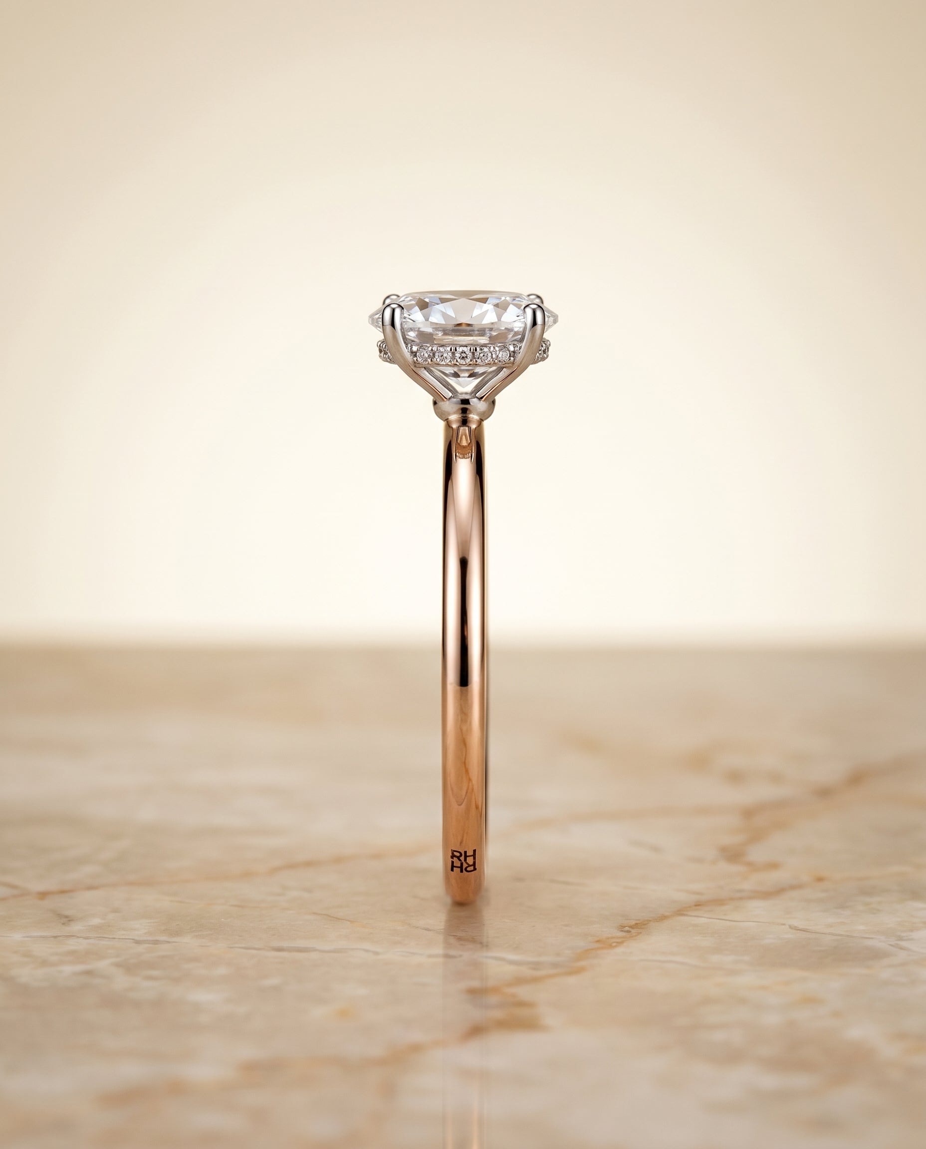 The Eartha setting for oval diamonds, made to order in 14K Rose Gold | RockHer