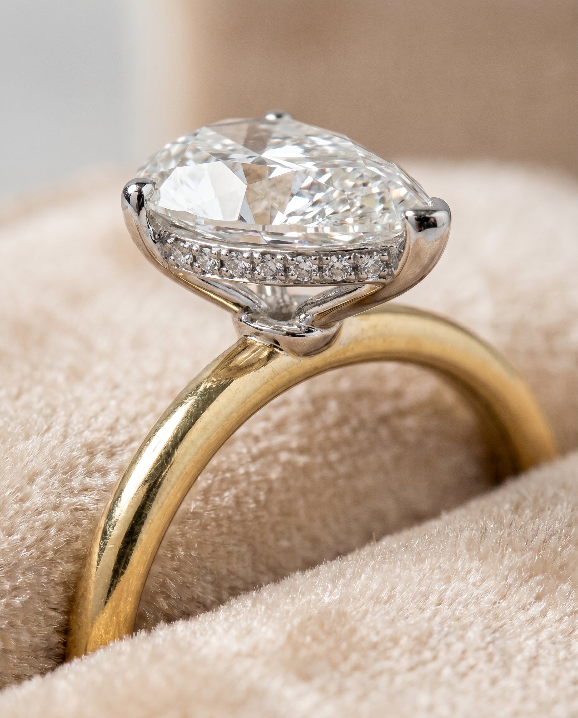 18K Yellow Gold band of The Eartha princess engagement ring setting | RockHer