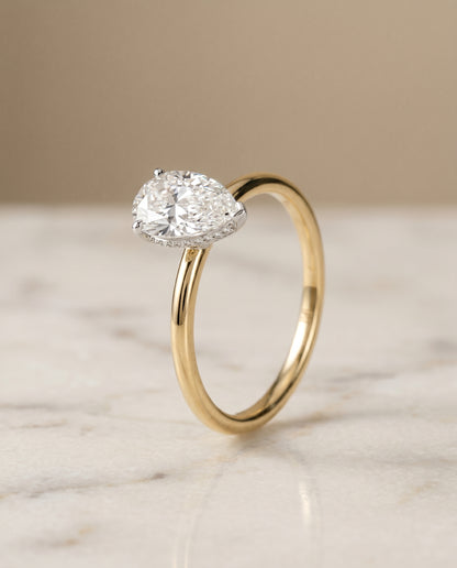The Eartha Upper Hidden Halo Solitaire Princess Cut Engagement Ring Setting in 18K Yellow Gold