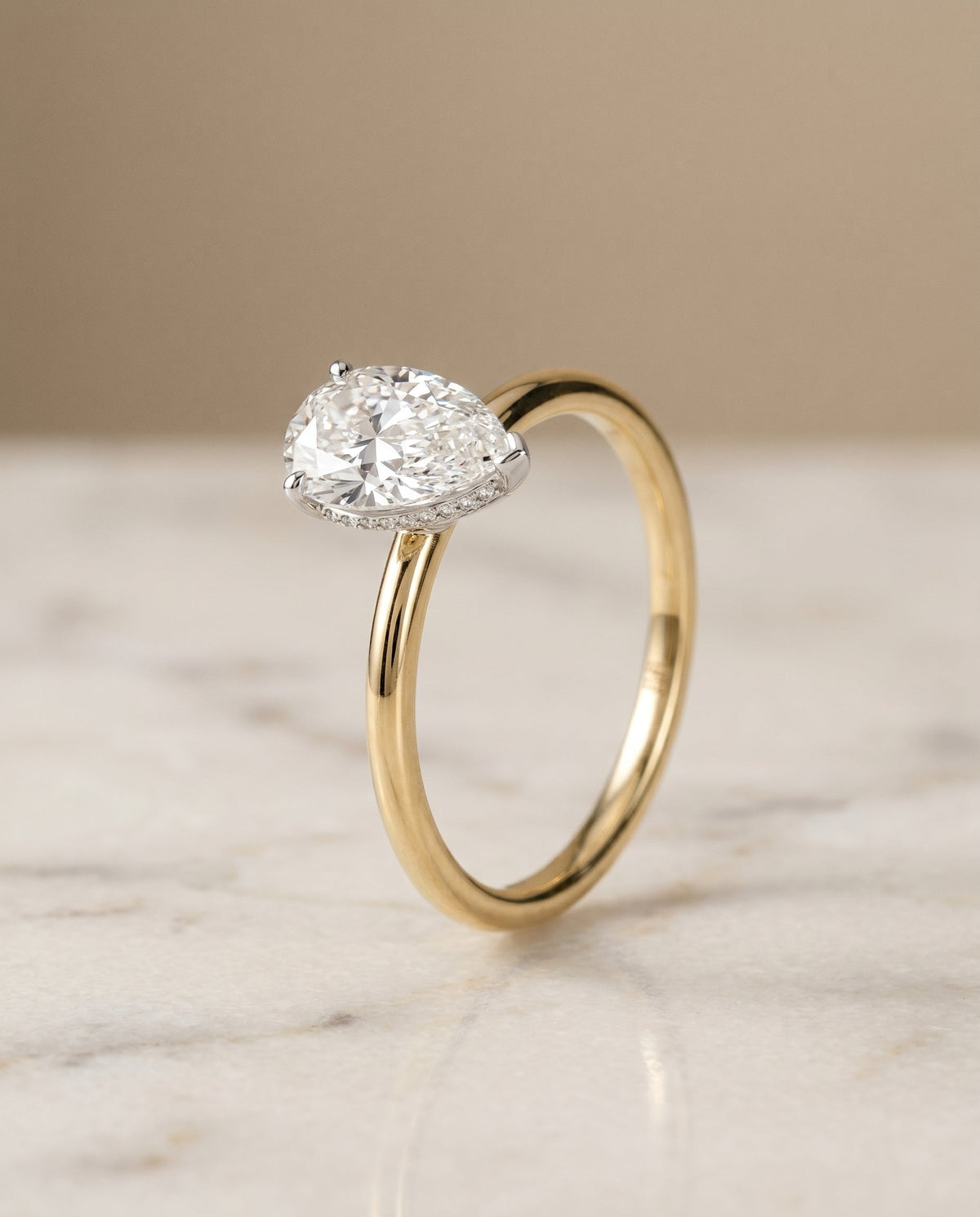 Eartha Select Hidden Halo Princess Cut Lab Diamond Engagement Ring in 18K Yellow Gold, front view | RockHer