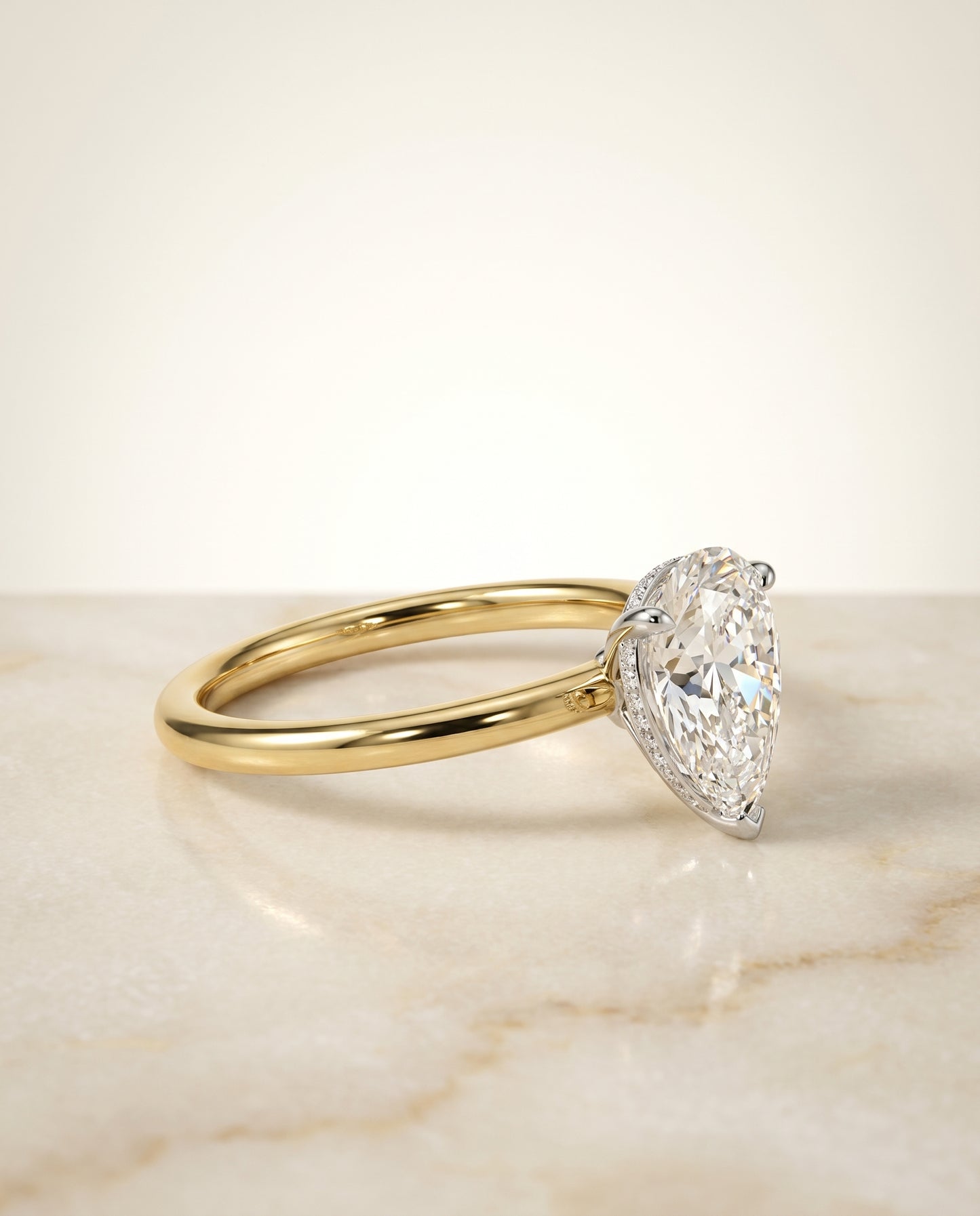 The Eartha Upper Hidden Halo Solitaire Princess Cut Engagement Ring Setting in 18K Yellow Gold