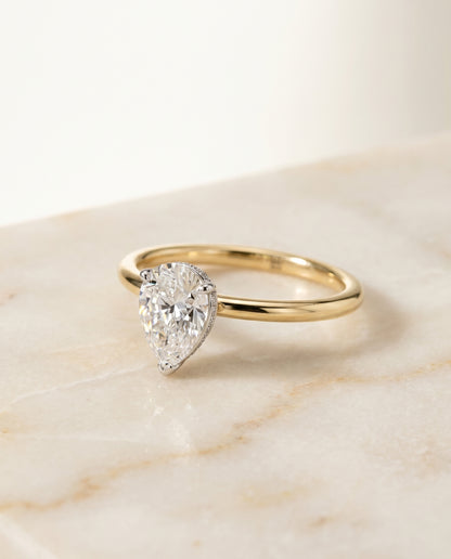 The Eartha Upper Hidden Halo Solitaire Princess Cut Engagement Ring Setting in 18K Yellow Gold