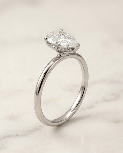 The Eartha Upper Hidden Halo Solitaire Princess Cut Engagement Ring Setting in Platinum