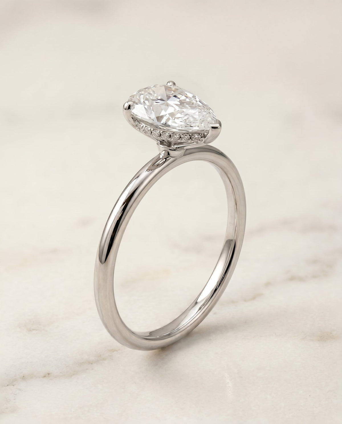 Eartha Select Hidden Halo Princess Cut Lab Diamond Engagement Ring in 18K White Gold, front view | RockHer