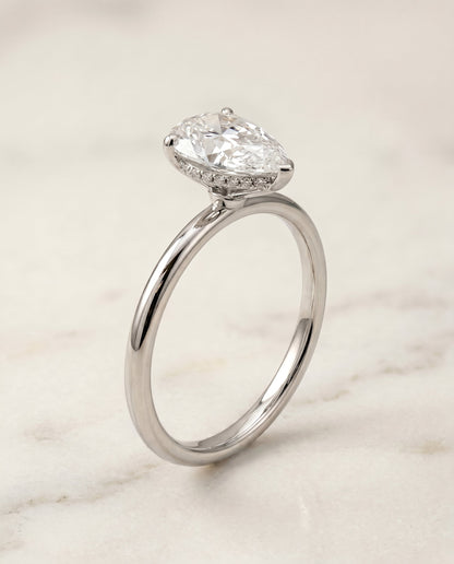 Eartha Select Hidden Halo Princess Cut Lab Diamond Engagement Ring in 18K White Gold, front view | RockHer