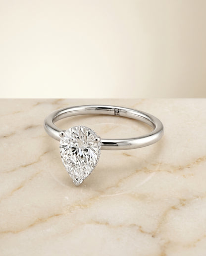 The Eartha Upper Hidden Halo Solitaire Princess Cut Engagement Ring Setting in Platinum