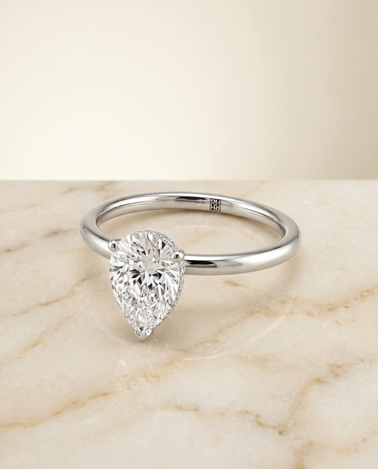 The Eartha Hidden Halo Solitaire Engagement Ring Setting for Princess Diamonds in 18K White Gold