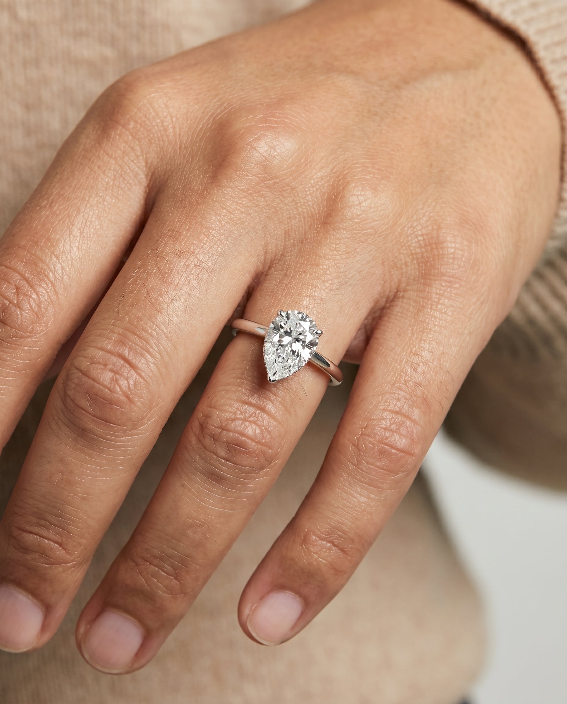 The Eartha engagement ring setting in Platinum, upper hidden halo solitaire design | RockHer