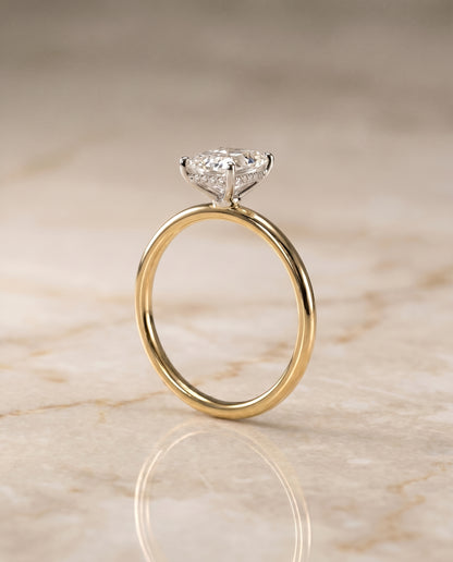 The Eartha Upper Hidden Halo Solitaire Radiant Cut Engagement Ring Setting in 18K Yellow Gold