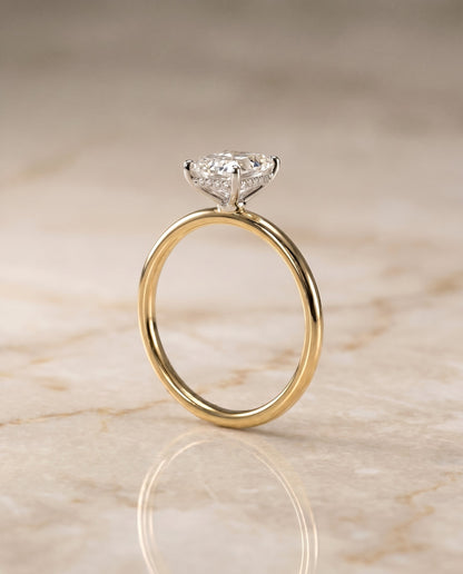 Eartha Select Upper Hidden Halo Solitaire Radiant Cut Lab Diamond Engagement Ring in 18K Yellow Gold, side view | RockHer