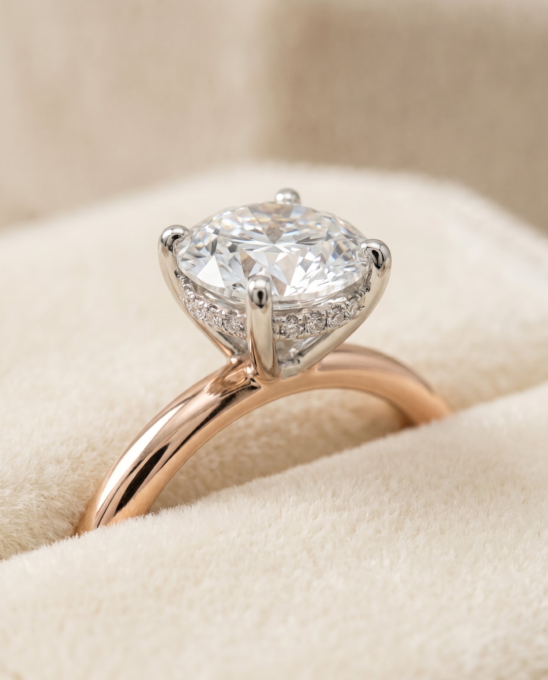 14K Rose Gold band of The Eartha round engagement ring setting | RockHer
