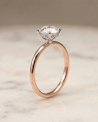 The Eartha Upper Hidden Halo Solitaire Round Engagement Ring Setting in 14K Rose Gold