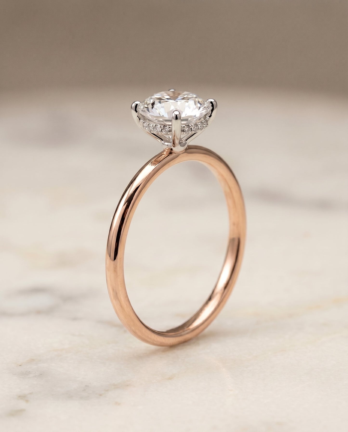 The Eartha Select Hidden Halo Engagement Ring with Lab Diamond in 14K Rose Gold - view 2
