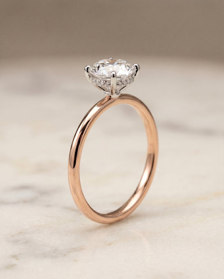 The Eartha Select Hidden Halo Engagement Ring with Lab Diamond in 14K Rose Gold - view 2
