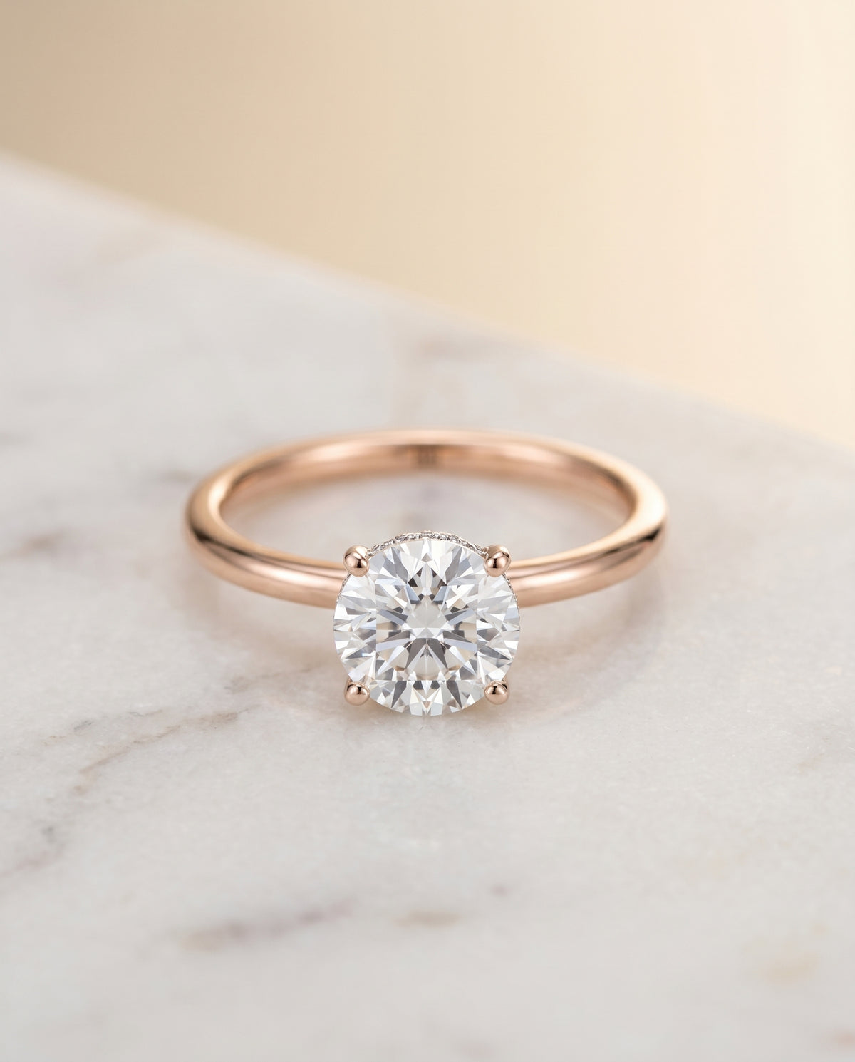 The Eartha round engagement ring setting in 14K Rose Gold | RockHer