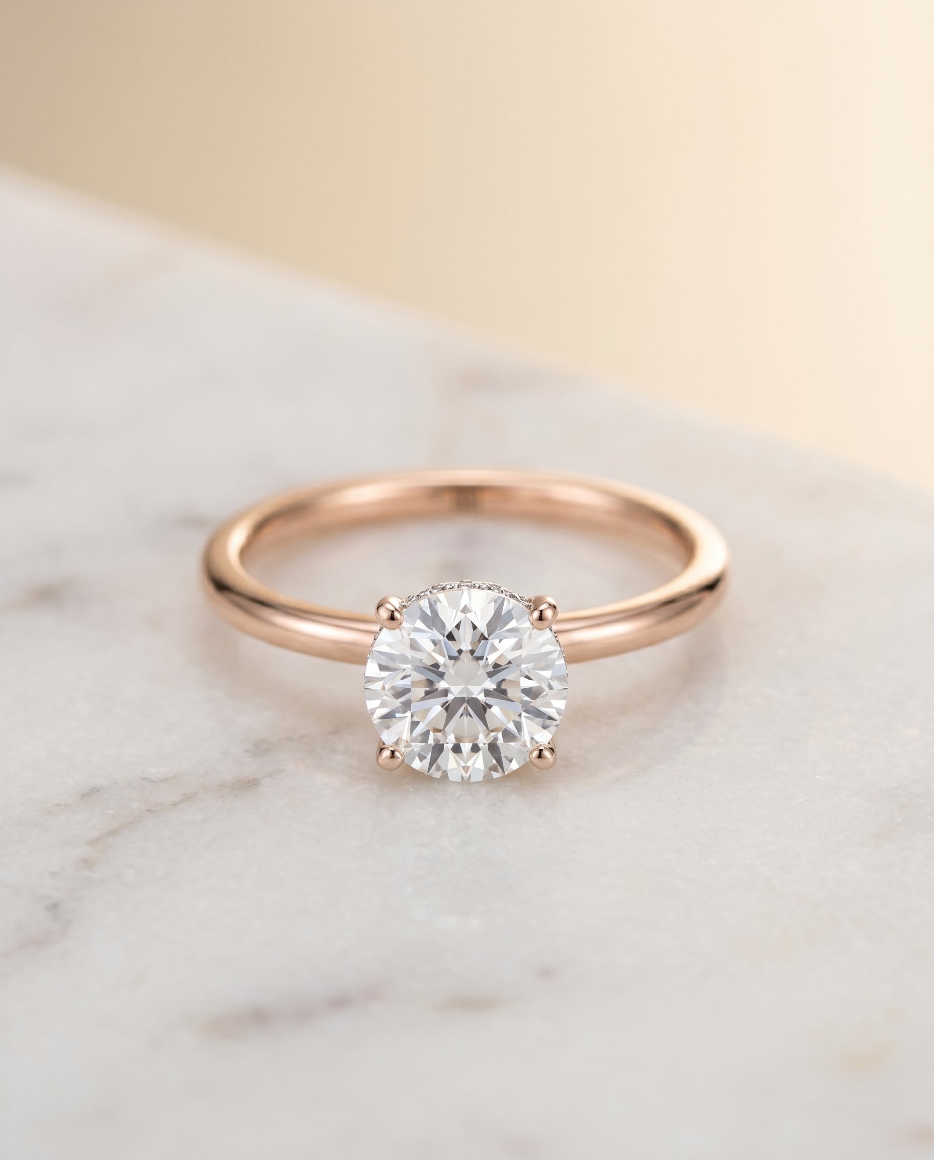 The Eartha Select Hidden Halo Engagement Ring with Lab Diamond in 14K Rose Gold - view 1