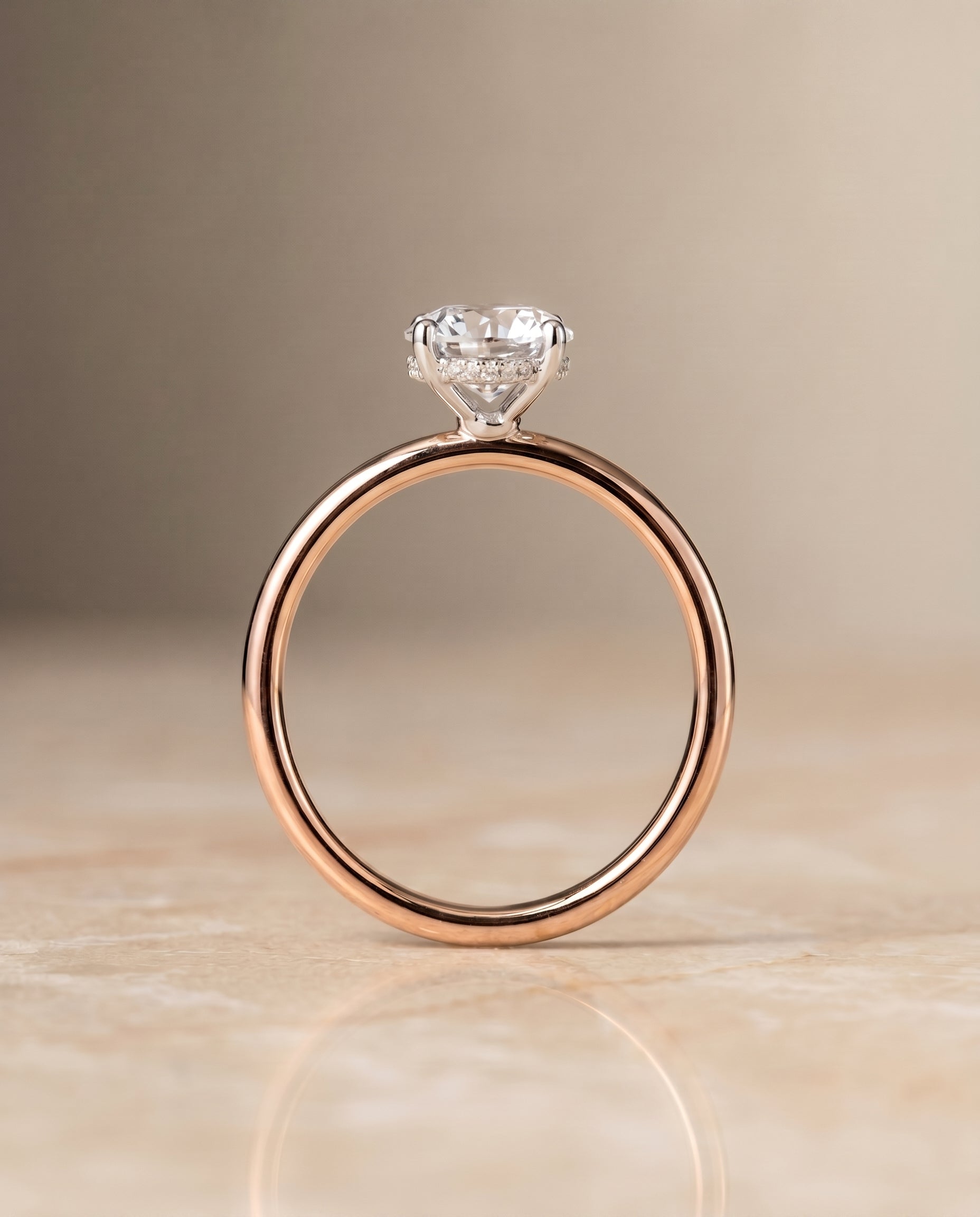 The Eartha setting for round diamonds, made to order in 14K Rose Gold | RockHer
