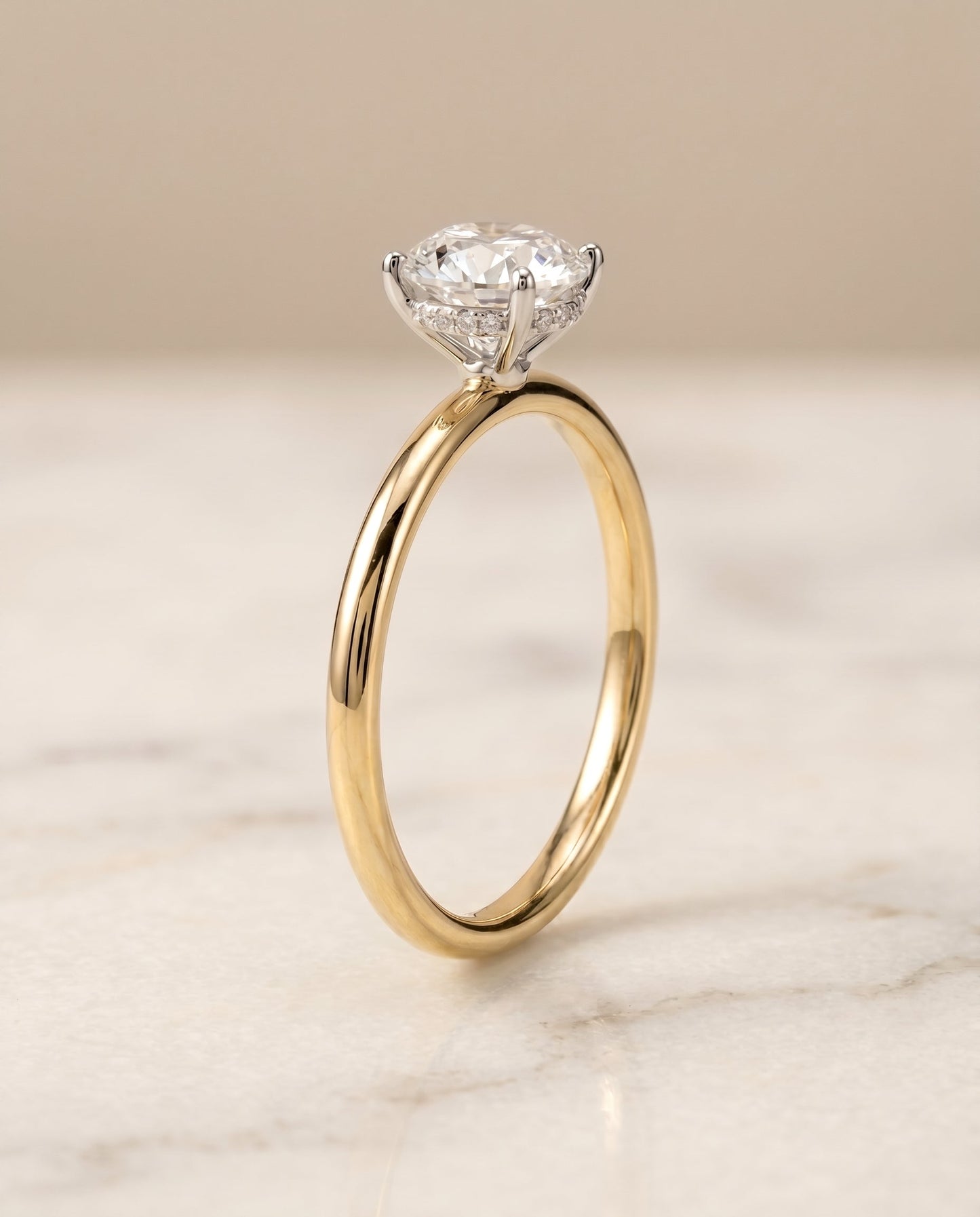 Eartha Select Upper Hidden Halo Solitaire in 18K Yellow Gold – view 2
