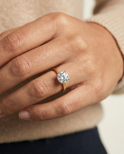 The Eartha Upper Hidden Halo Solitaire Round Engagement Ring Setting in 18K Yellow Gold