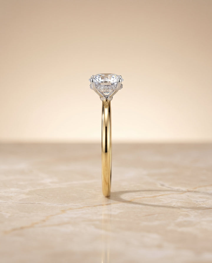 Eartha Select Upper Hidden Halo Solitaire Oval in 18K Yellow Gold – view 6