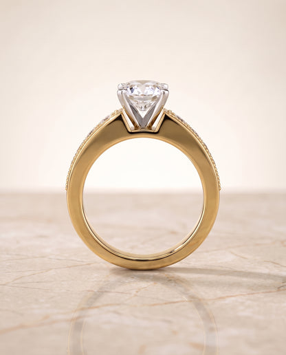 The Eleanor Antique Milgrain Channel Solitaire Oval Engagement Ring Setting in 18K Yellow Gold