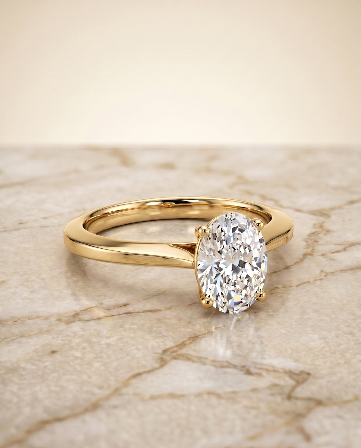 The Elena oval engagement ring setting in 18K Yellow Gold | RockHer