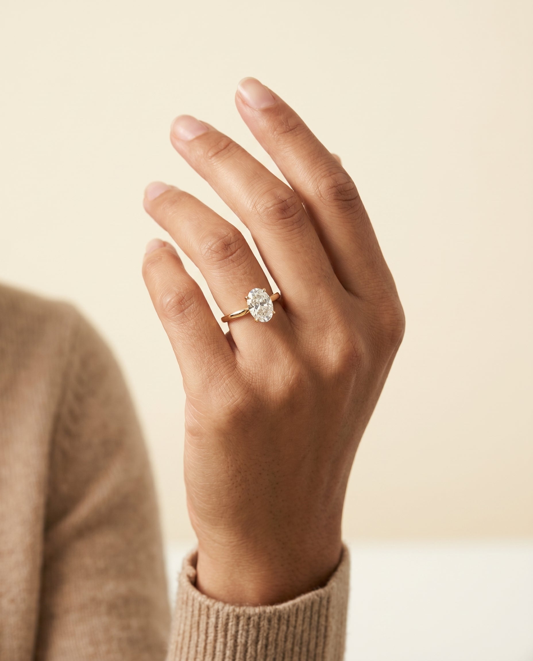The Elena engagement ring setting in 18K Yellow Gold, timeless graduated beveled shank solitaire design | RockHer