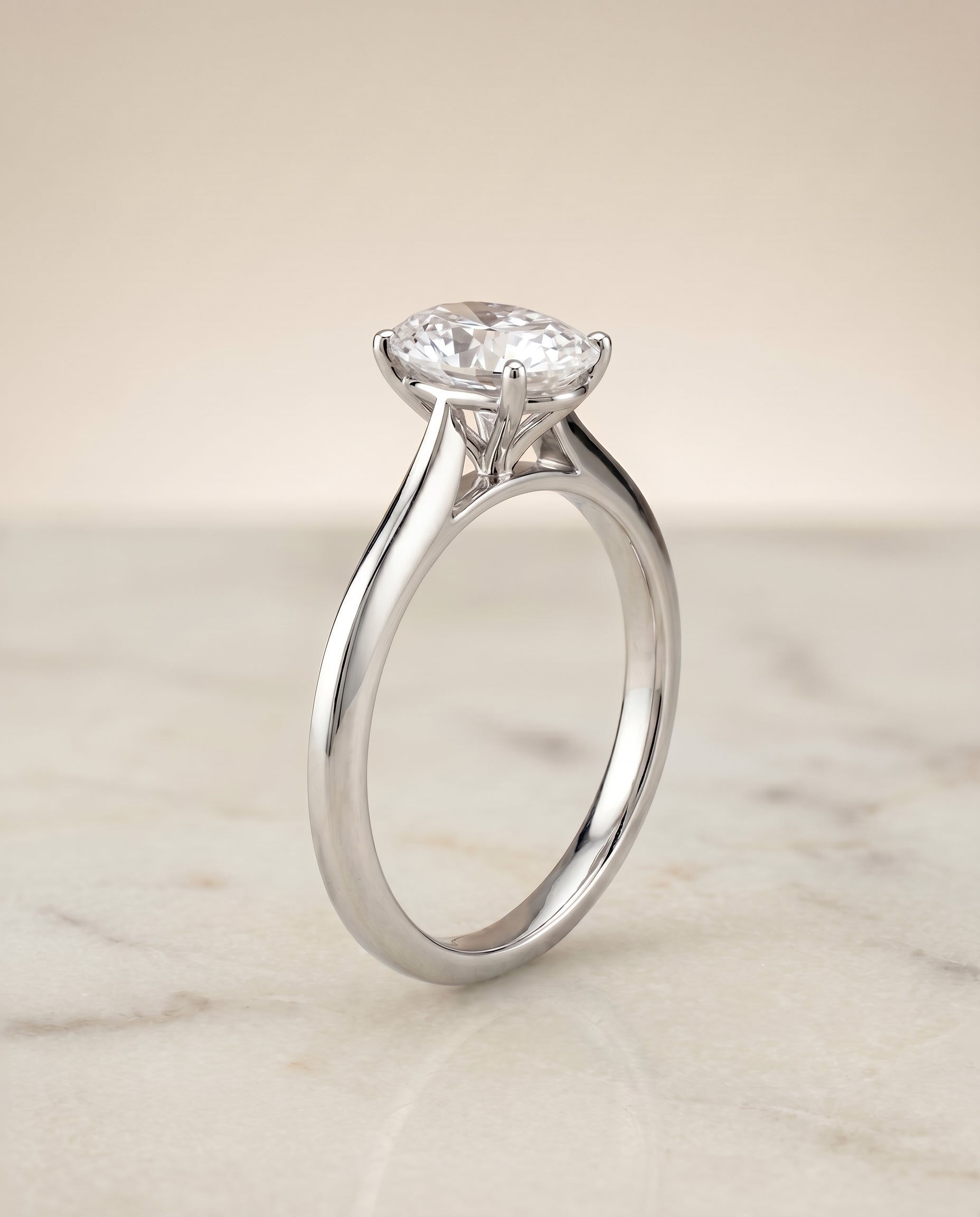 The Elena setting for oval diamonds, made to order in Platinum | RockHer
