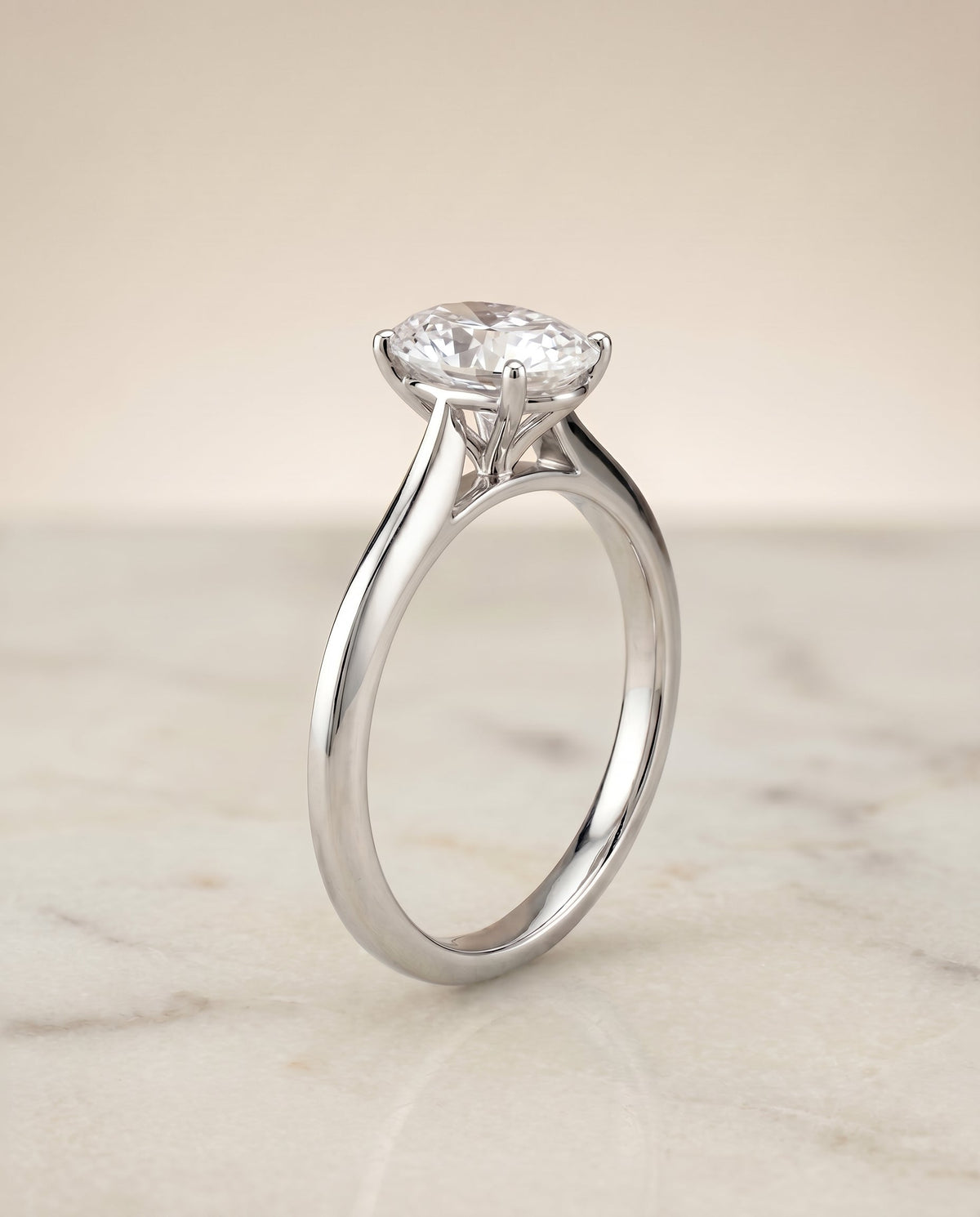 Elena Select Solitaire Oval Lab Diamond Engagement Ring in Platinum, front view | RockHer