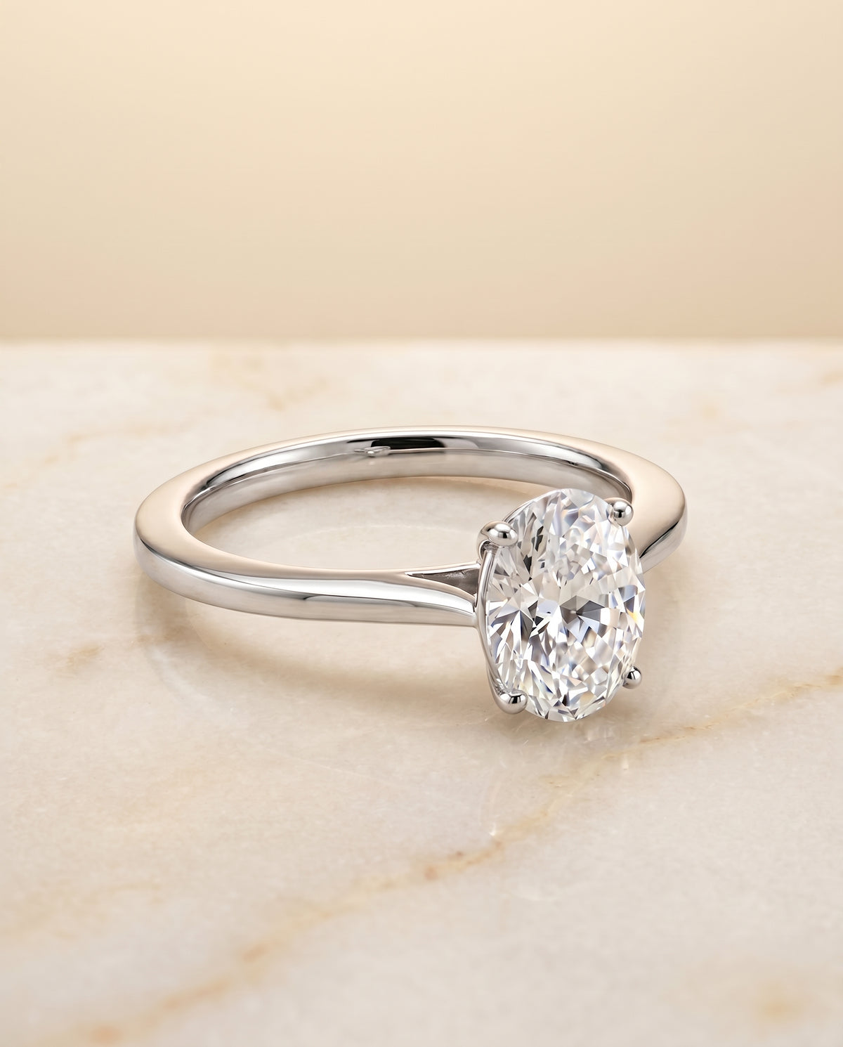 The Elena oval engagement ring setting in Platinum | RockHer