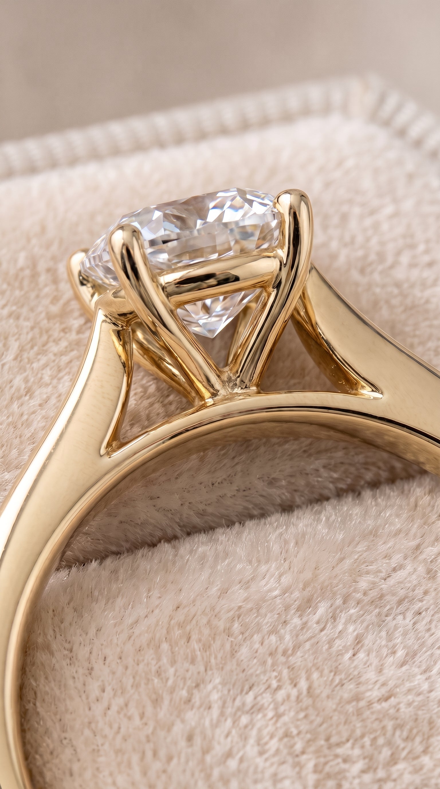 18K Yellow Gold band of The Elena cushion engagement ring setting | RockHer