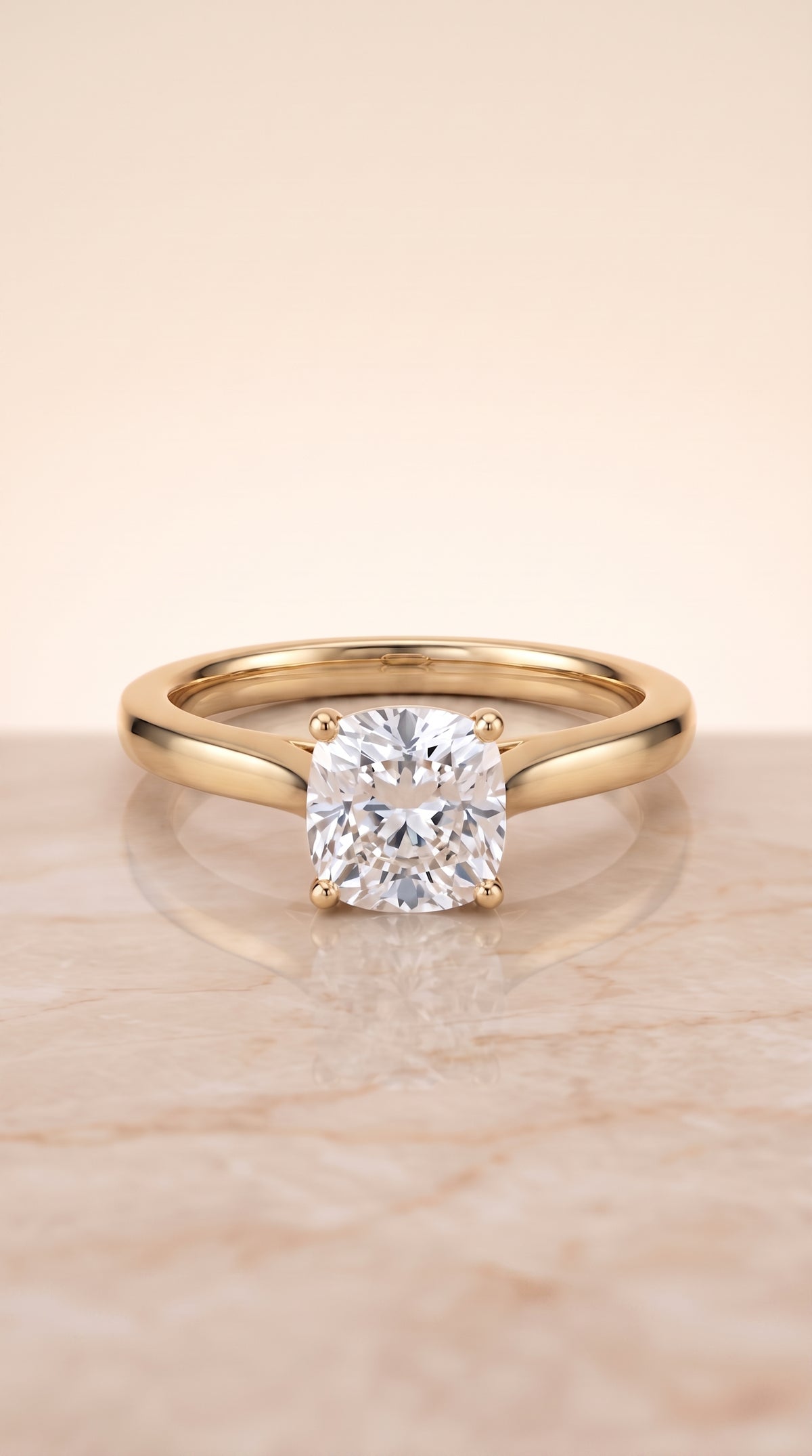 The Elena cushion engagement ring setting in 18K Yellow Gold | RockHer