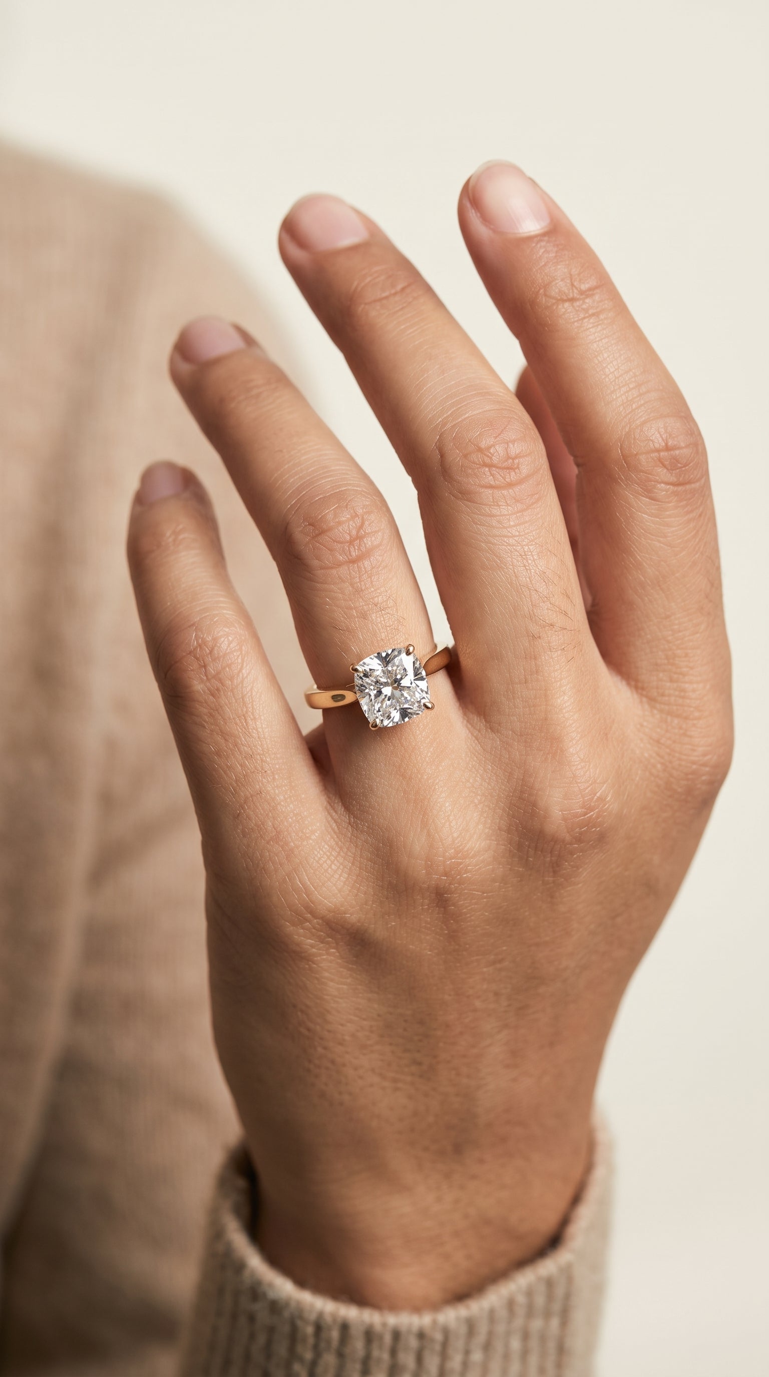 The Elena engagement ring setting in 18K Yellow Gold, timeless graduated beveled shank solitaire cut design | RockHer