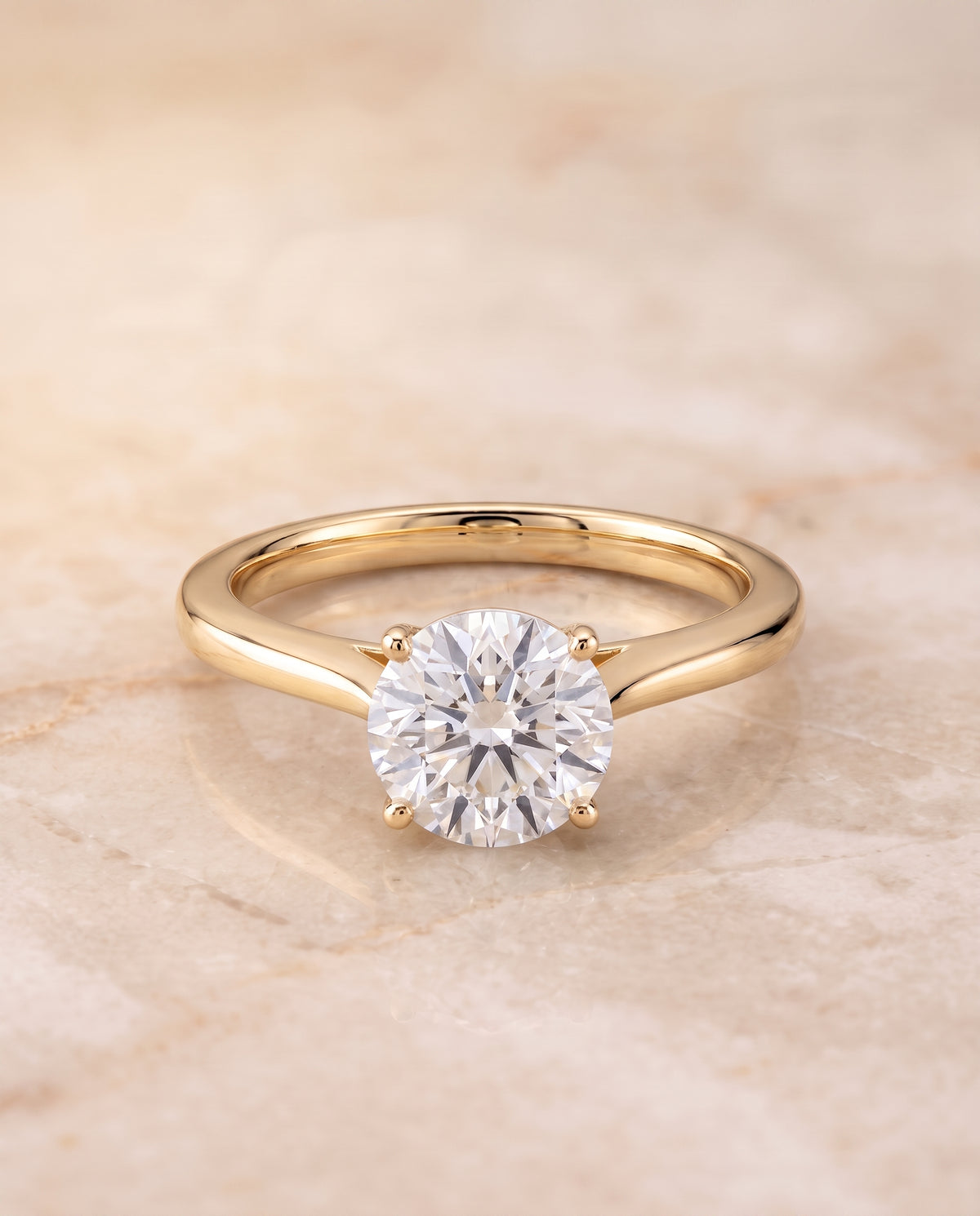 The Elena round engagement ring setting in 18K Yellow Gold | RockHer