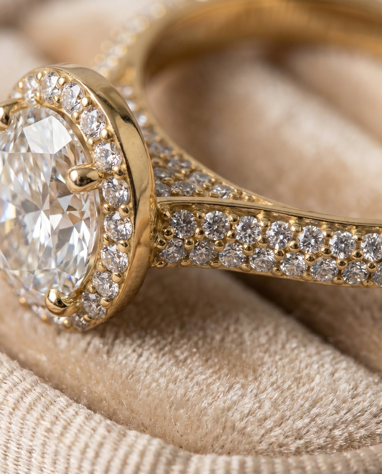 The Ella Select Halo Engagement Ring with Lab Diamond in 18K Yellow Gold - view 4