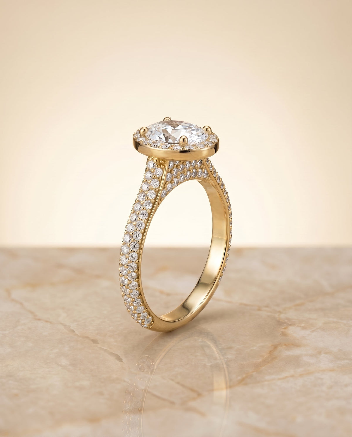 The Ella setting for oval diamonds, made to order in 18K Yellow Gold | RockHer