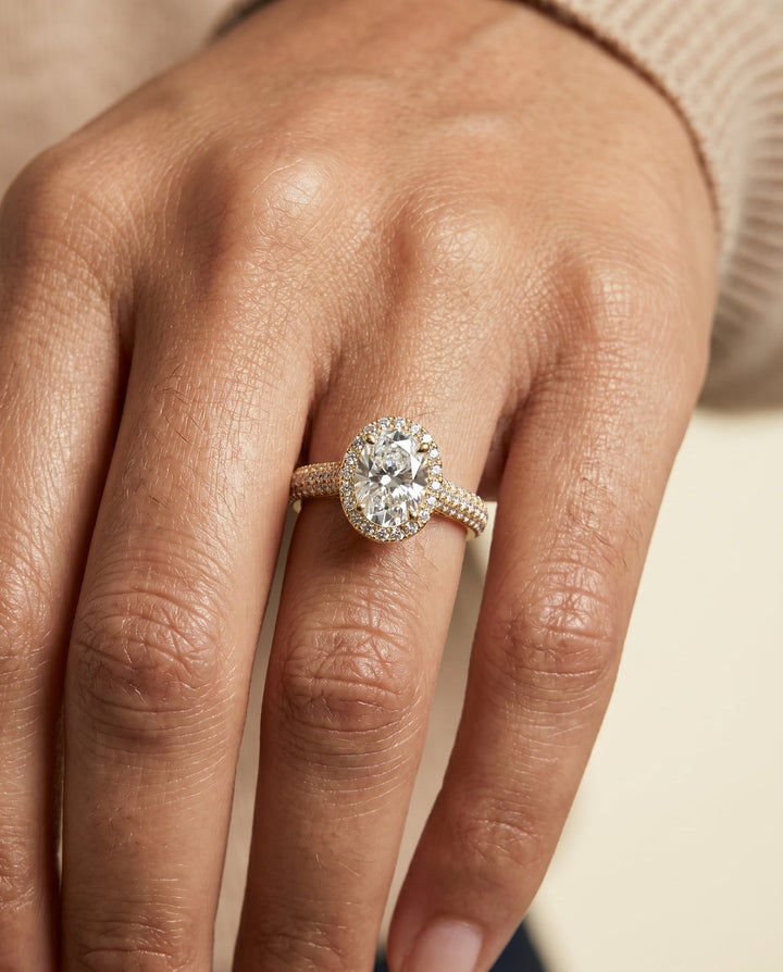 The Ella Select Halo Engagement Ring with Lab Diamond in 18K Yellow Gold - view 3
